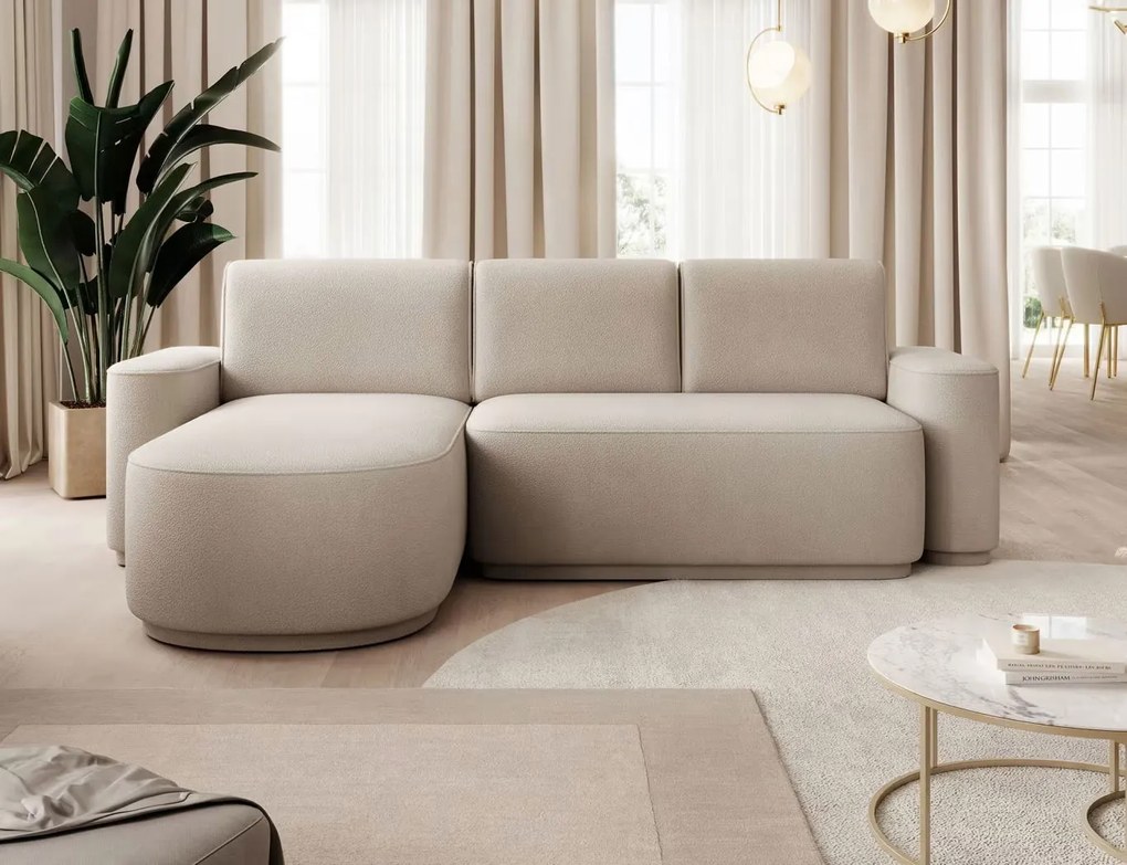 Ъглов диван Luxora-Бежов-ляв