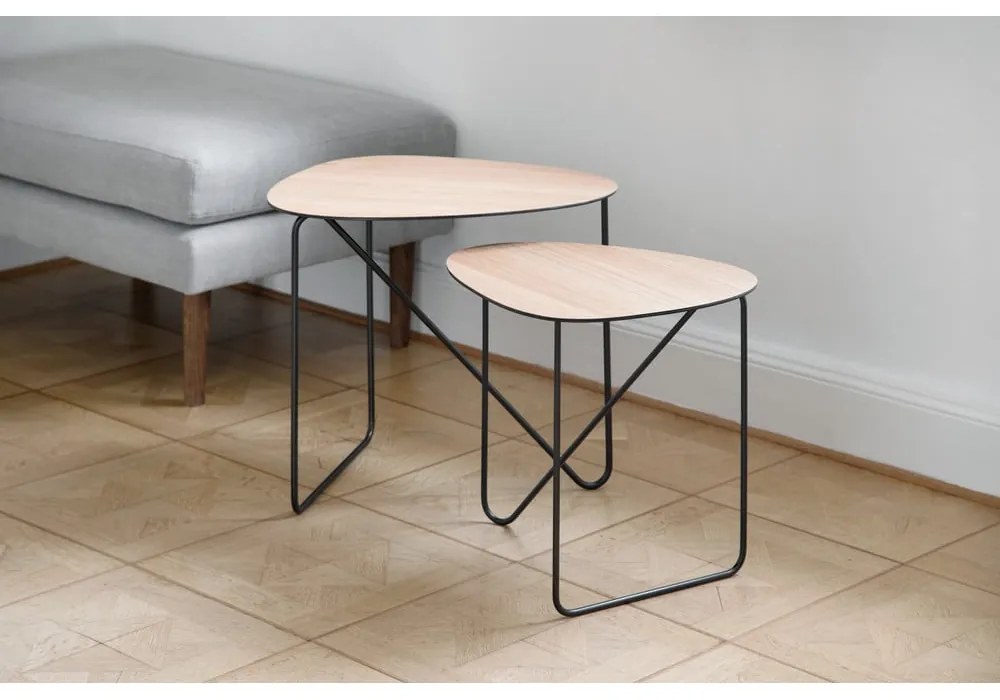 Метална масичка за кафе в естествен цвят 44x50 cm Curve L Wood – LIND DNA