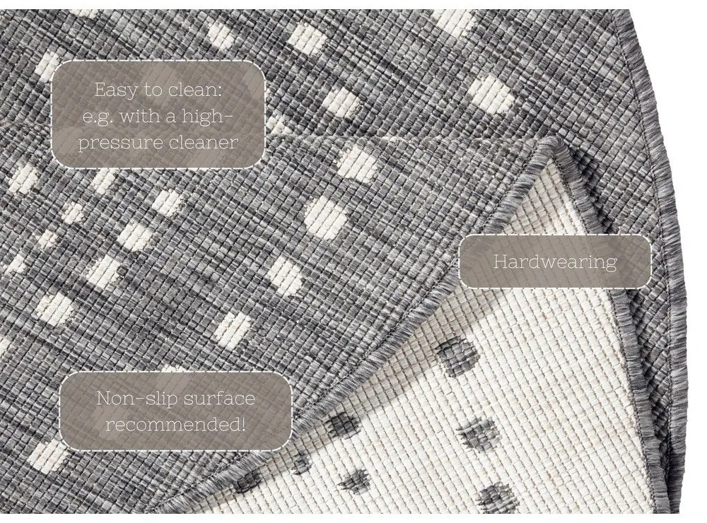 Сив килим за открито , ⌀ 140 cm Bali - NORTHRUGS