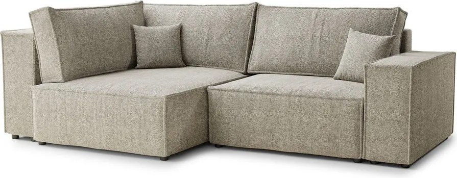 Бежов шенилов сгъваем/с място за съхранение ъглов диван (ляв ъгъл/L форма) Tonga – Maison de Rêve