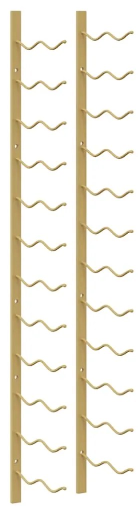 340884 vidaXL Стойка за вино за 24 бутилки, стенен монтаж, златиста, желязо