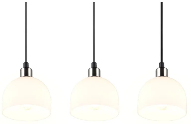 Бяло-сребристо висящо осветително тяло със стъклен абажур Molly – Trio