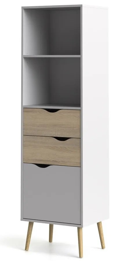 Бяла етажерка за книги в дъбов декор 50x171 cm Oslo - Tvilum