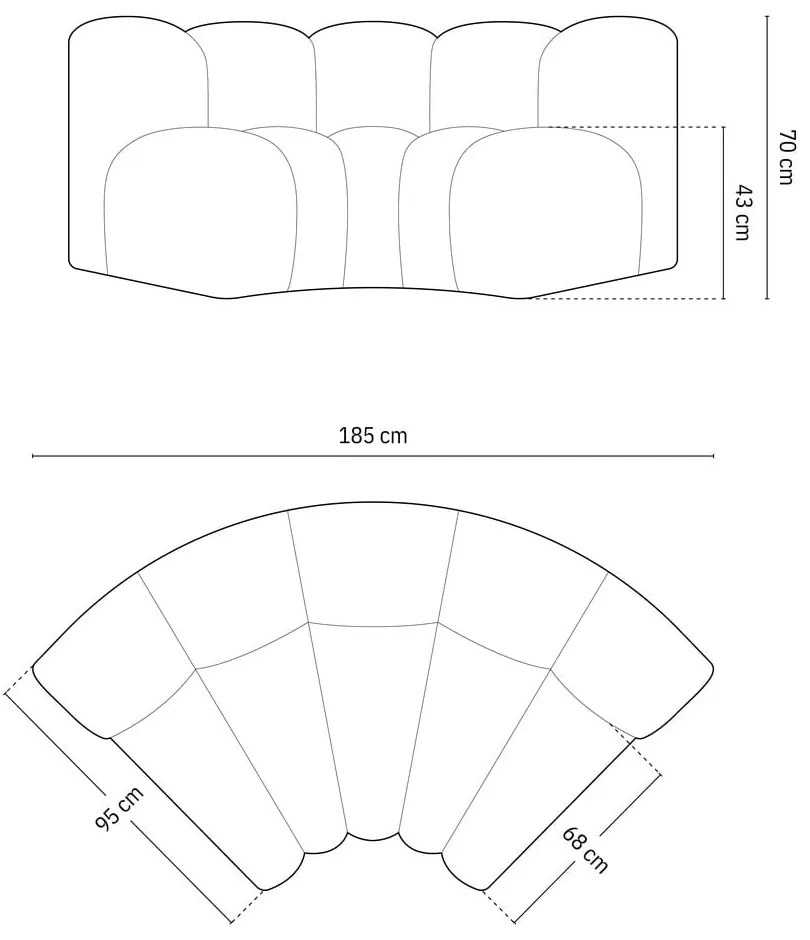 Кремав кадифен модул за диван (променлив) Lupine – Micadoni