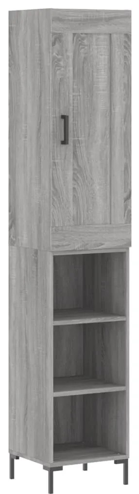 3200327 vidaXL Висок шкаф, сив сонома, 34,5x34x180 см, инженерно дърво