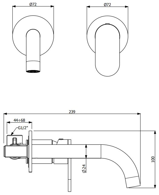 Кран за мивка стена Vicario Slim-Inox