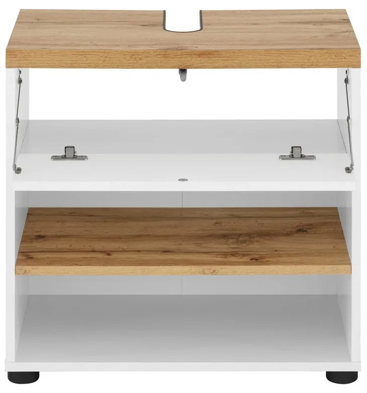 Бял шкаф за мивка от декор от дъб 60x57 cm Thessa – Støraa