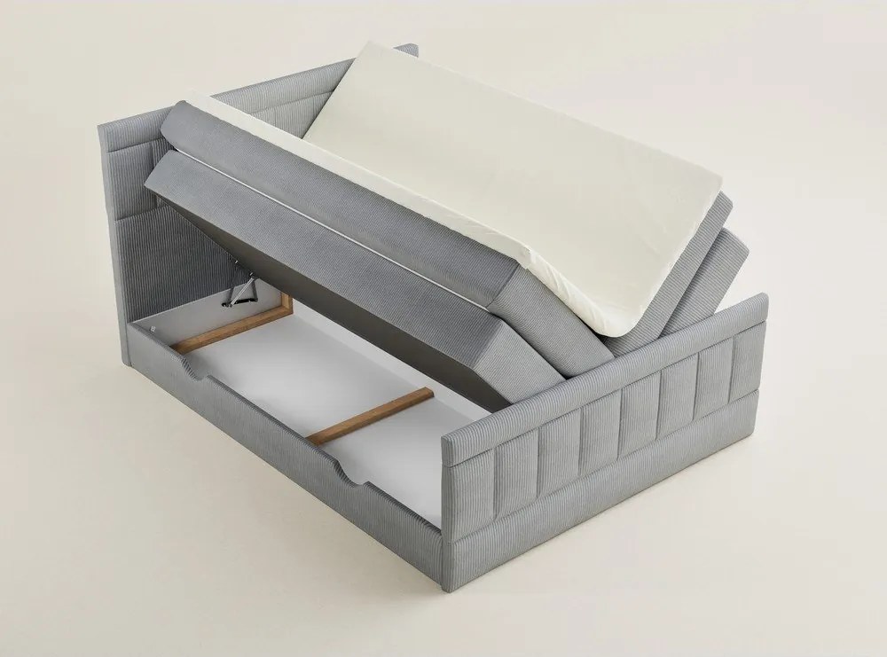 Сиво боксспринг легло 200x200 cm с място за съхранение Caya – Maison de Rêve