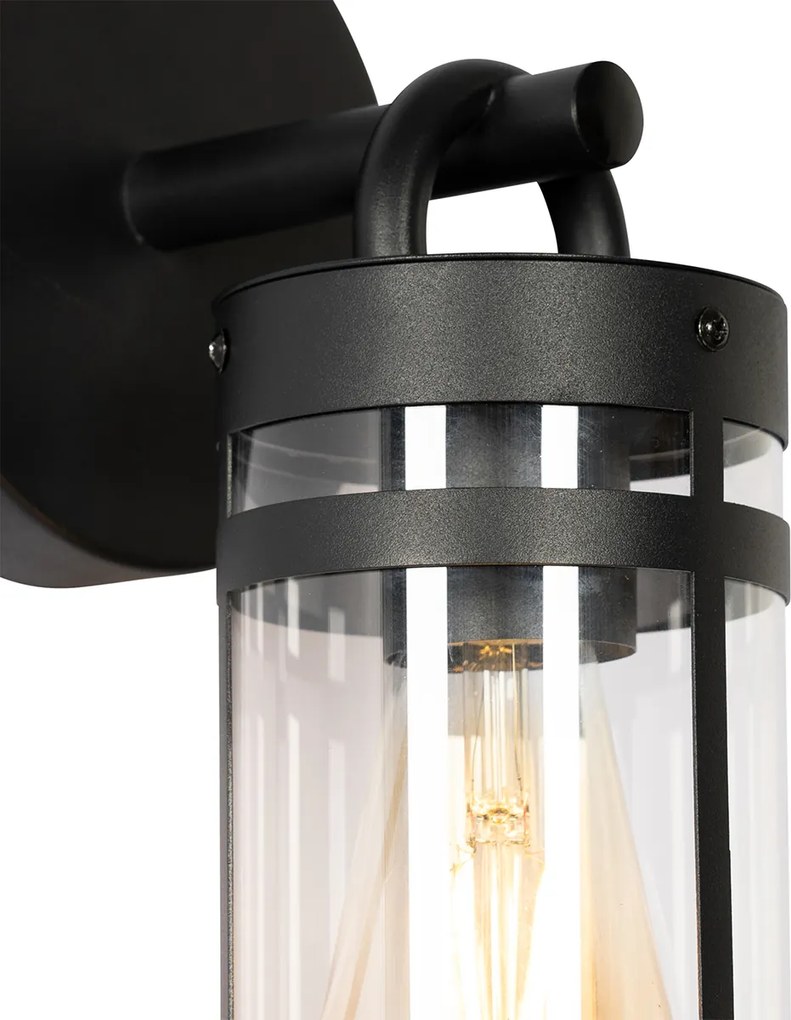 Външна стенна лампа черна IP44 с датчик за здрач - Ruben