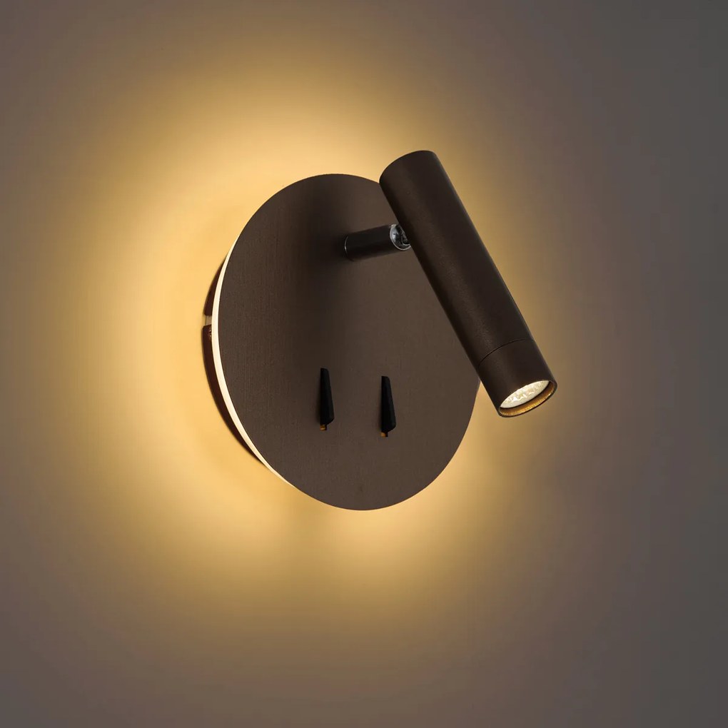 Модерна стенна лампа тъмен бронз вкл. LED с USB-C - Croft