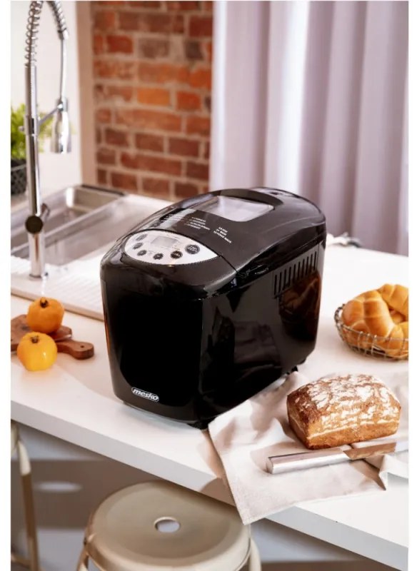 Хлебопекарна Mesko MS 6022, 1/1.5 кг, 850 W, 15 програми, LCD Дисплей, Двойна бъркалка, Подвижна кошница, Черен