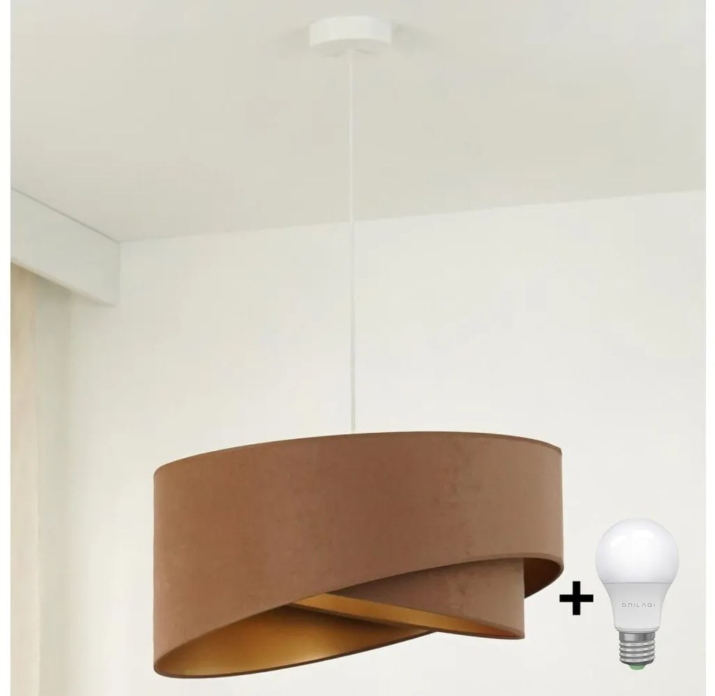 Brilagi - LED Пендел LYRA 1xE27/15W/230V кафяв/златист