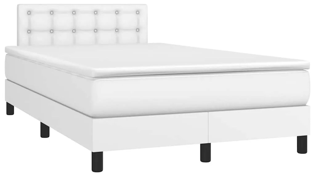 3270136 vidaXL Боксспринг легло с матрак и LED бяло 120x190 см изкуствена кожа