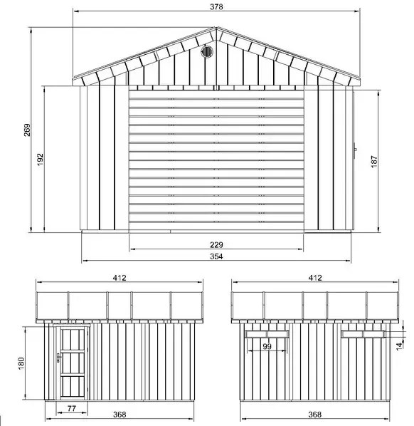 LP® SmartSide® панелен гараж – 354 x 368 cm – 13 m2