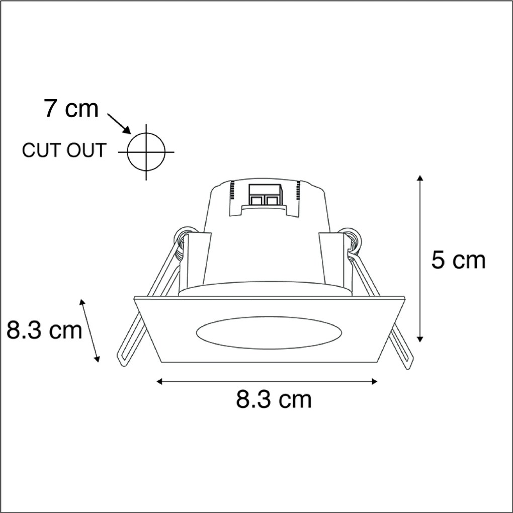 Комплект от 3 квадратни вградени прожектора от стомана с LED IP65 - Simply