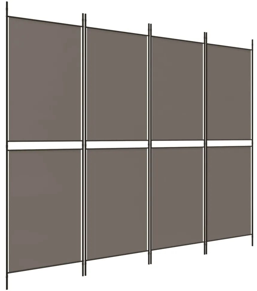 350216 vidaXL Параван за стая, 4 панела, антрацит, 200x180 cм, текстил