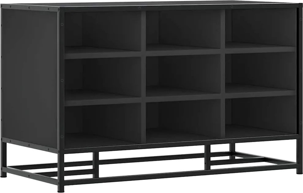 Лавица за обувки черна 84x40x53,5cm Изработена от дърво и метал