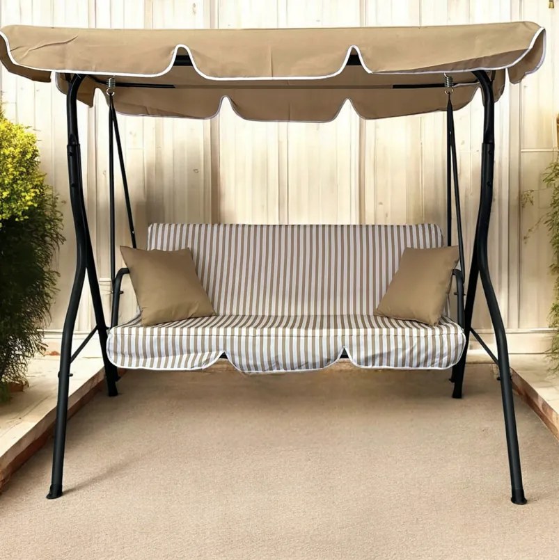 Градинска люлка за 3 души - бежова