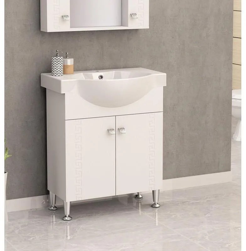 Долен шкаф за баня ICP 7047, Inter Ceramic, PVC, бял, с умивалник, 70x47x85см