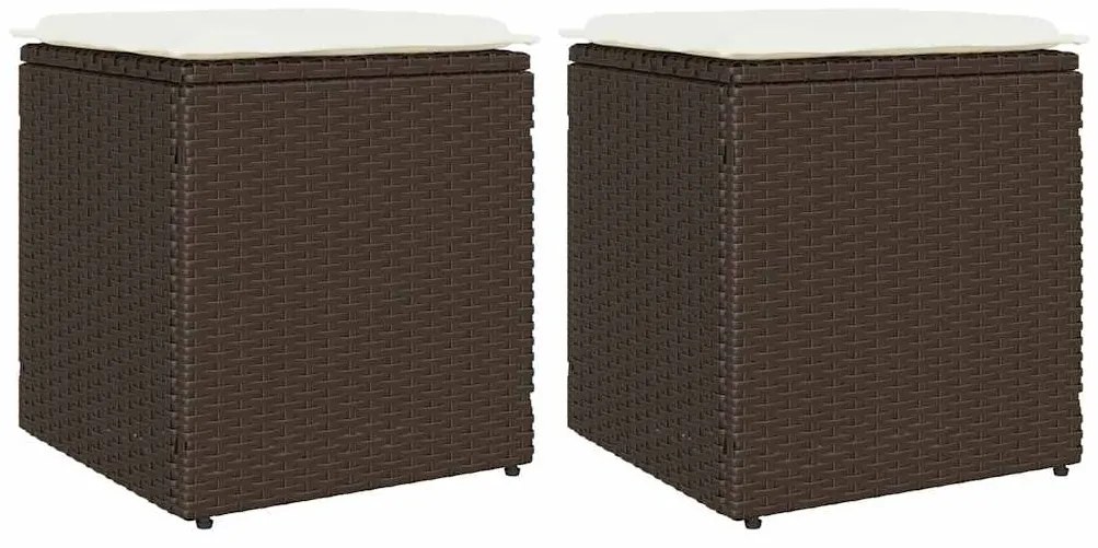 4104040 vidaXL Градински табуретки с възглавници 2 бр. кафяви 40x40x43 см