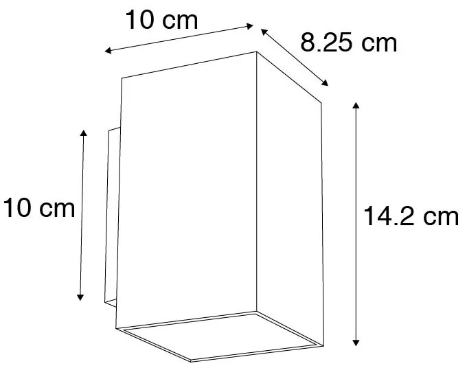 Комплект от 2 модерни стенни лампи черен квадрат 2-светлина - Sandy