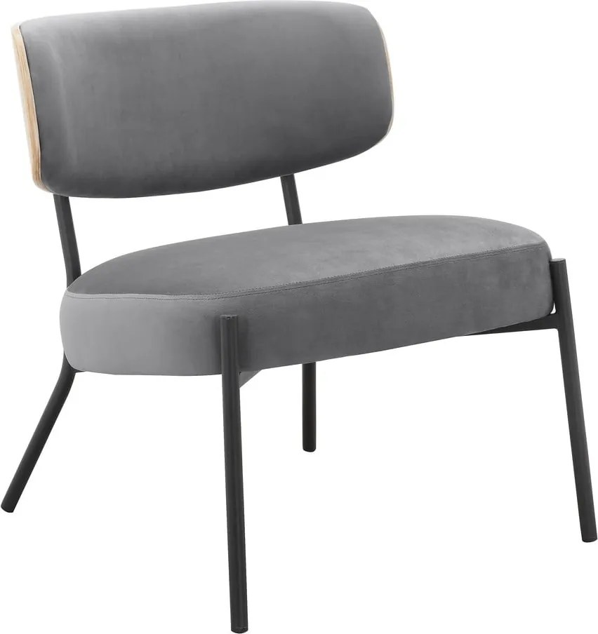 Сив кадифен фотьойл с табуретка Jerry – Støraa