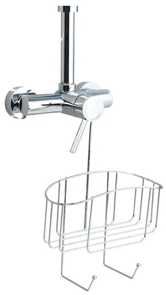 Висящ стоманен рафт за баня в блестящо сребро Martos - Allstar