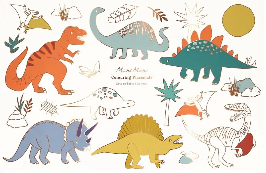 Хартиени подложки за хранене в комплект 8 бр. 28x42.5 cm Dinosaurs – Meri Meri