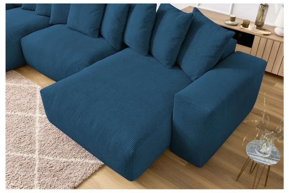 Тъмносин ъглов диван от рипсено кадифе Voltaire – Bobochic Paris