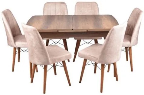 Трапезна маса + 6 стола BAROK - бежов