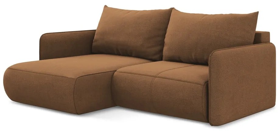 Оранжев разтегателен ъглов диван с място за съхранение (ляв ъгъл) Nanea – Makamii