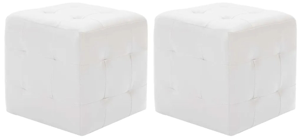 278389 vidaXL Пуфове, 2 бр, бели, 30x30x30 см, изкуствена кожа