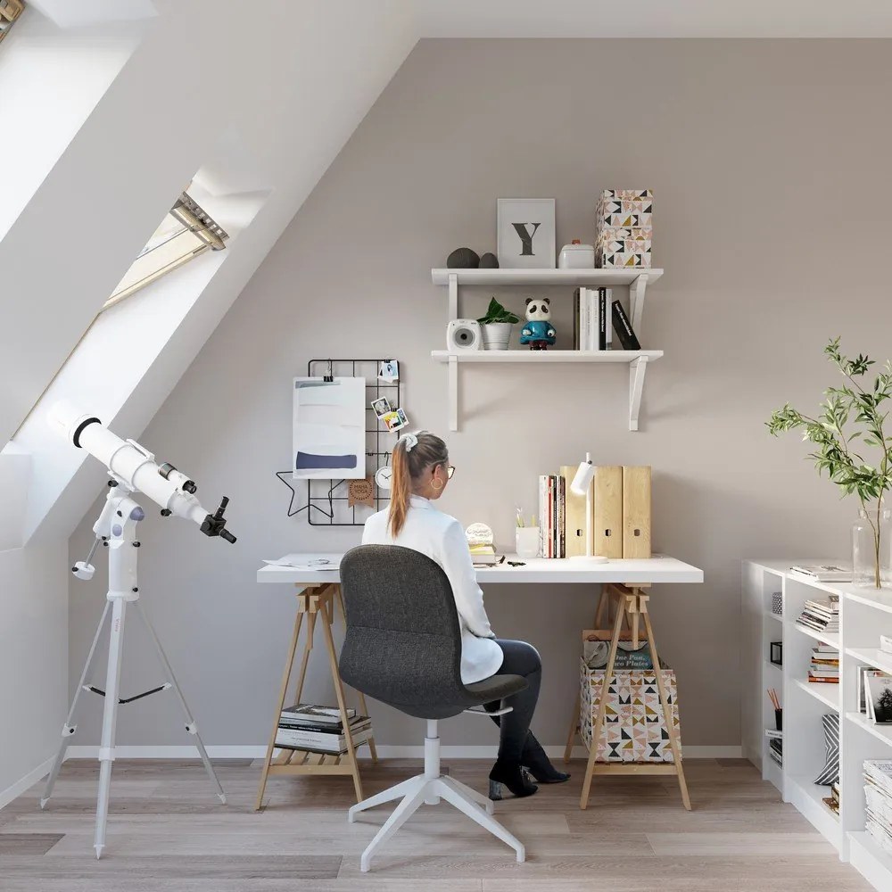 Бяла метална настолна лампа (височина 43 cm) Etna – Sollux