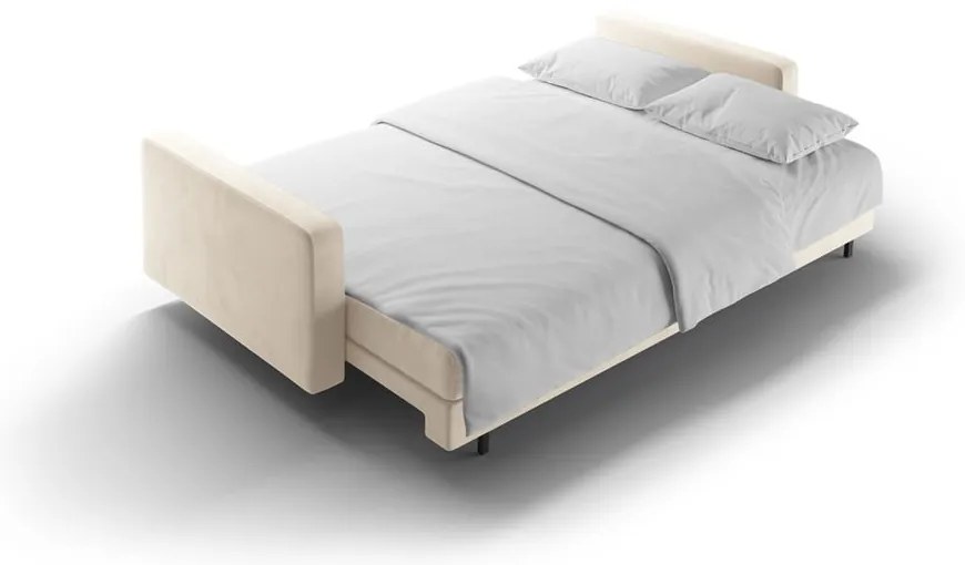 Кремав кадифен разтегателен диван с място за съхранение 222 cm Bali – Cosmopolitan Design