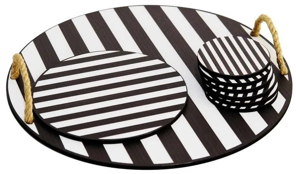 Черно-бели дървени подложки в комплект от 8 - Hermia