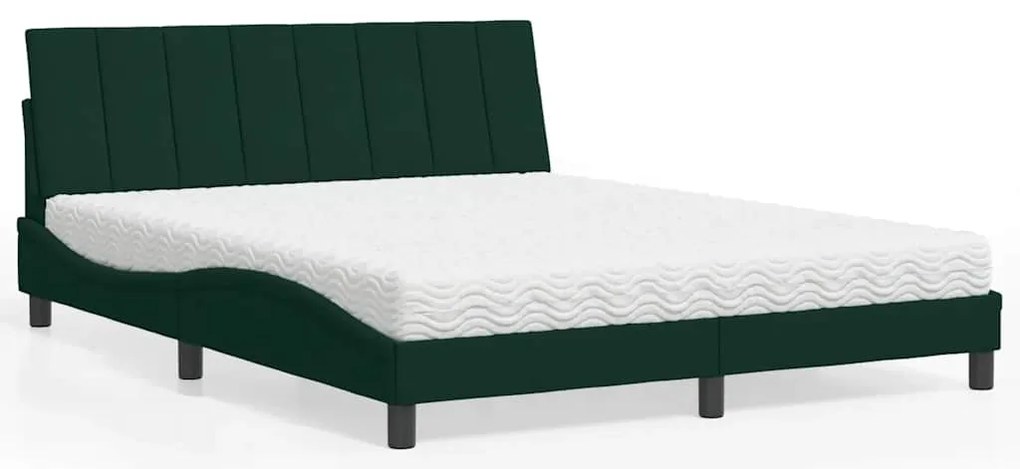 3208607 vidaXL Легло с матрак Hanko, тъмнозелено, 160x200 см, кадифе