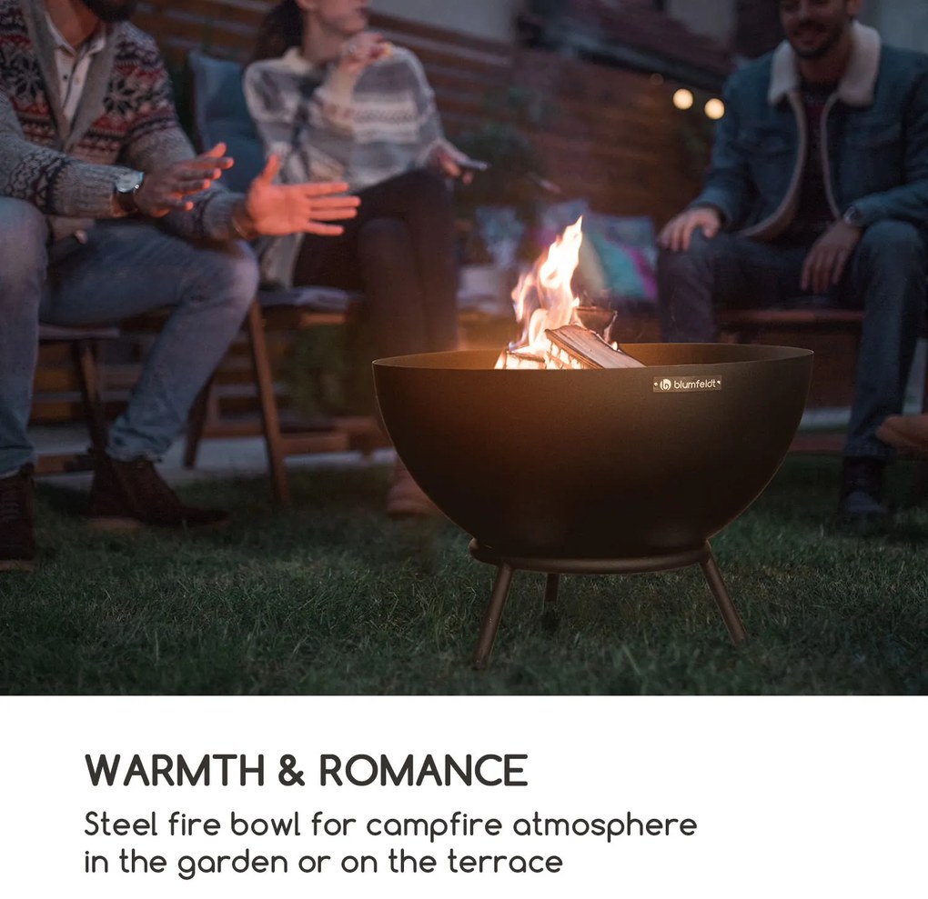 Blumfeldt Fireball, сгъваема стоманена камина, в градината или на терасата, Ø 66 cm