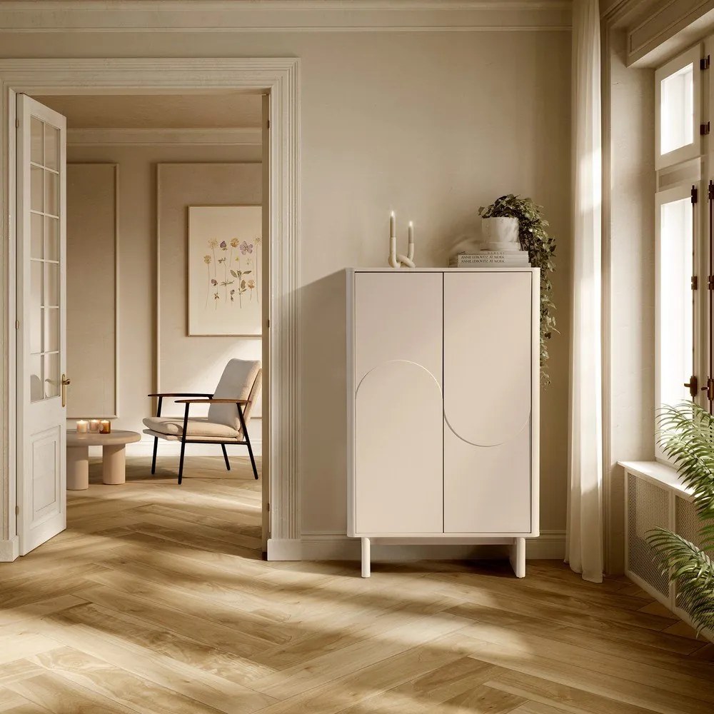 Кремаво шкафче 80x130x40 cm Solei – MOME