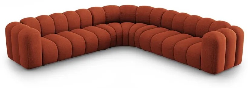Шенилов модулен ъглов диван в тухлен цвят Lupine – Micadoni