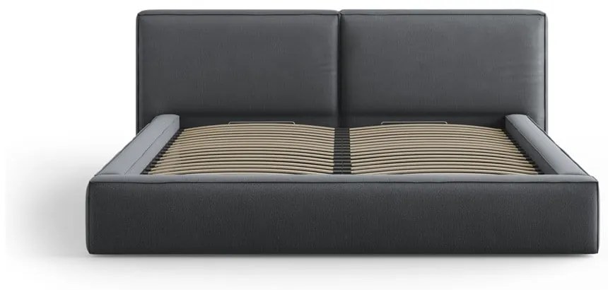 Тъмносиво тапицирано двойно легло с място за съхранение и решетка 180x200 см Arendal – Cosmopolitan Design