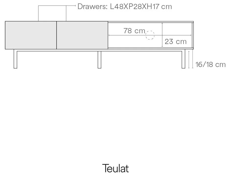 Бяла/естествена маса за телевизор от декор от дъб 180x45 cm Arista – Teulat