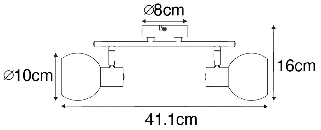 Интелигентен таванен прожектор черен с димно стъкло с 2 Wifi P45 - Vidro