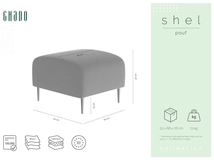 Тъмнозелено кадифено столче за крака Shel - Ghado