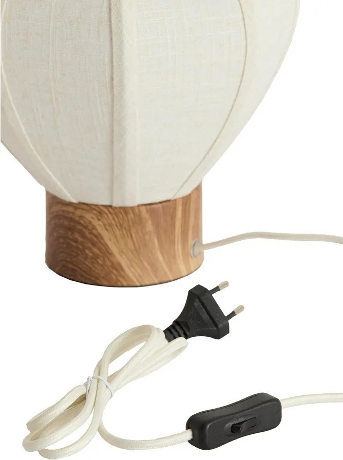 Кремава метална настолна лампа с текстилен абажур (височина 23,5 cm) Kyzo – Light & Living