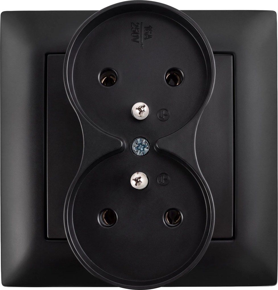 Двоен контакт със заземяване и рамка OSTE JNH002-G Black