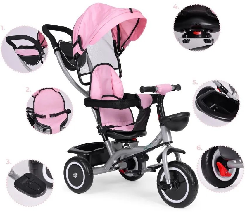 Детска триколка 2 в 1 розова