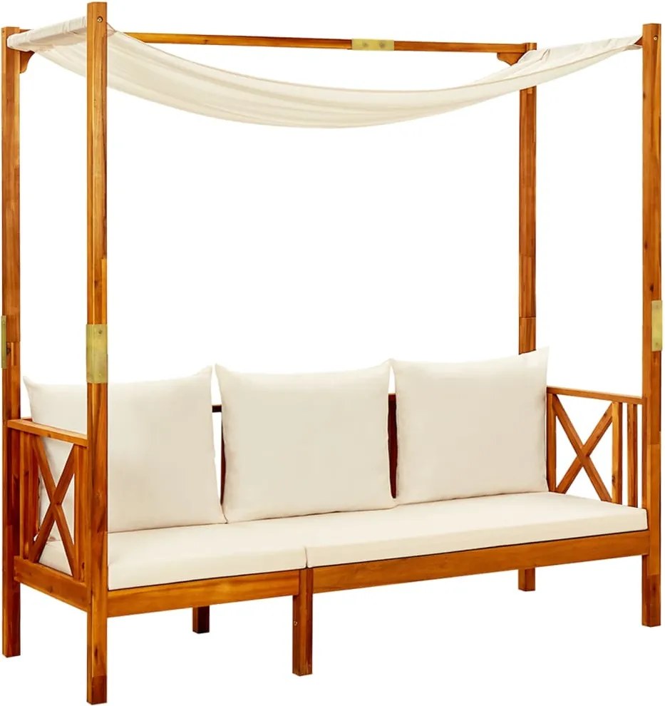 310320 vidaXL Градинска пейка със сенник, акациево дърво масив