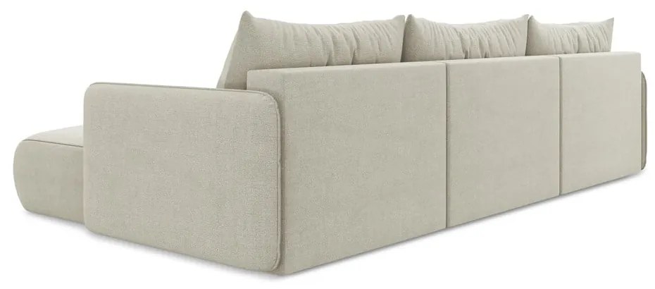 Кремав разтегателен ъглов диван с място за съхранение Nanea – Makamii