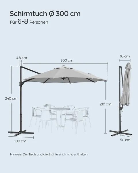 SONGMICS конзолен чадър UPF 50+ -  Сив