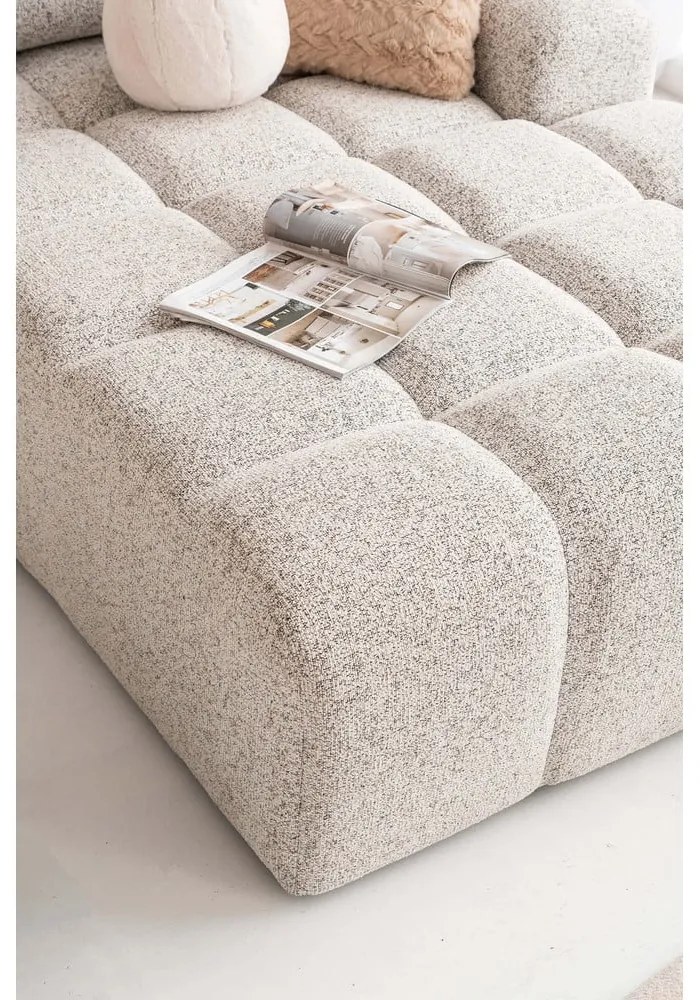 Бежов разтегателен модулен ъглов диван с място за съхранение (десен ъгъл) Lulu – Miuform